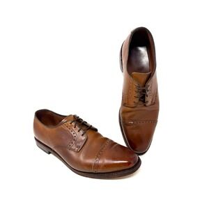 Allen Edmonds Clifton Walnut Brown Leather Cap Toe Blucher Brogue Shoes Mens